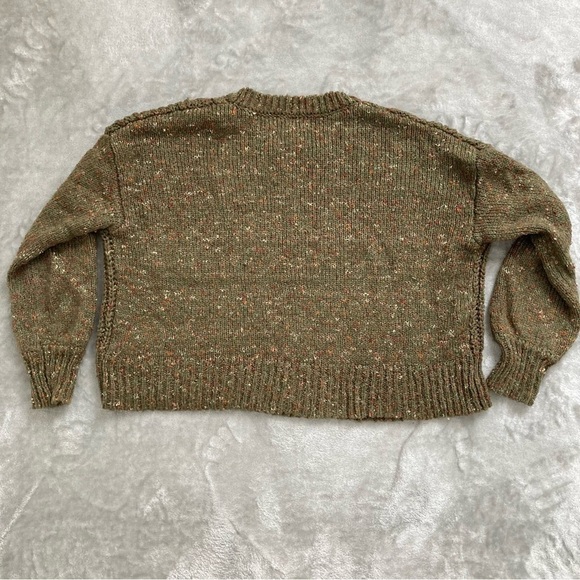 Jolt Green Orange Fall Crop Knitted Woven Pullover Sweater Size Small - Picture 5 of 9